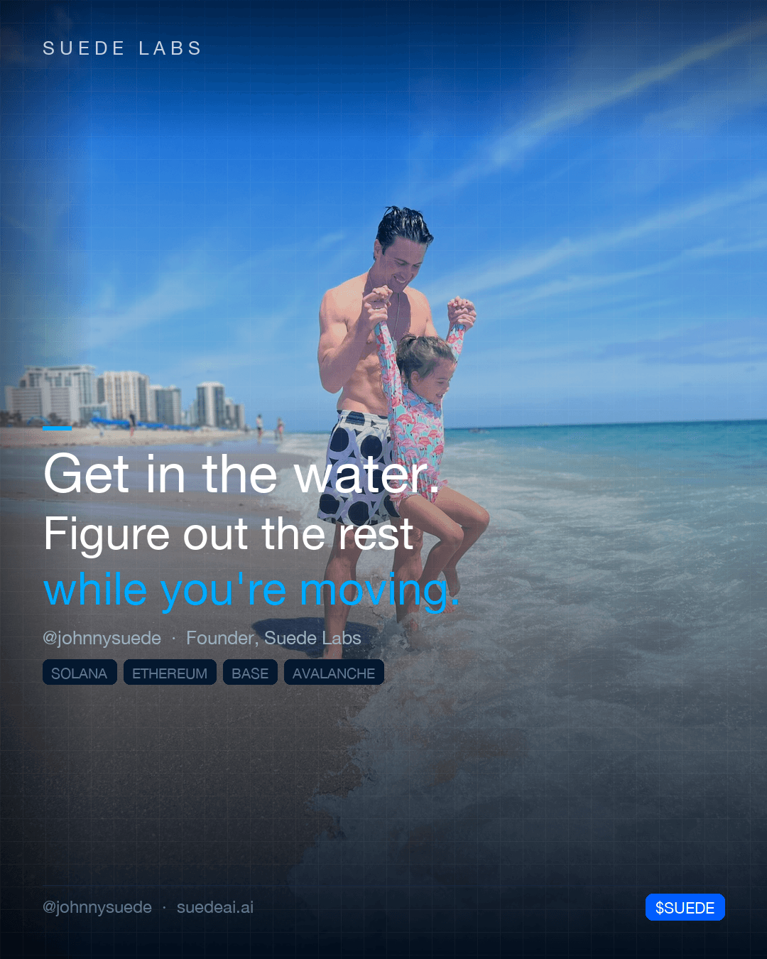 Jason Colapietro Suede Labs AI founder visual for creative IP ownership, music rights, creator infrastructure, and IP provenance: Get In The Water.