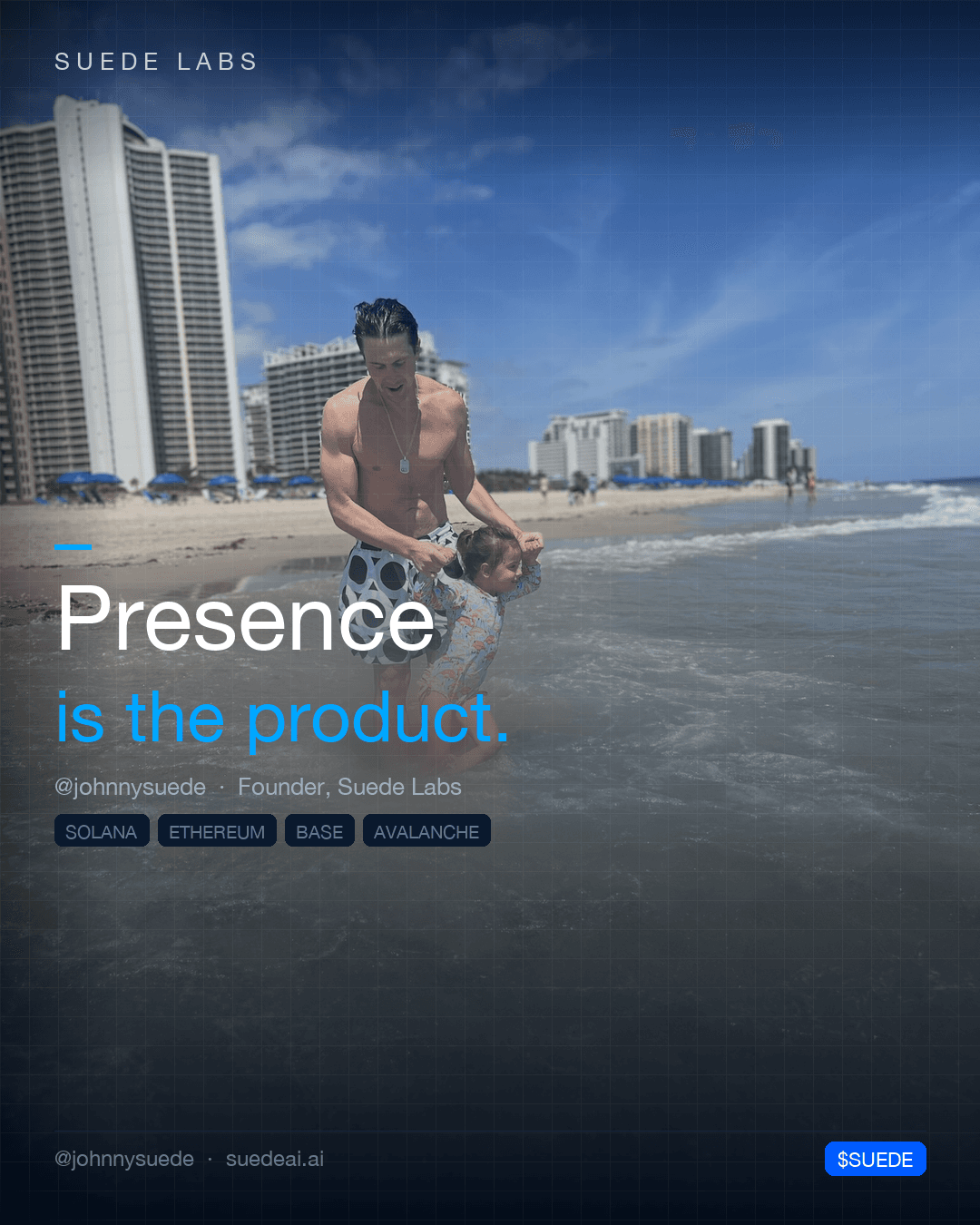 Jason Colapietro Suede Labs AI founder visual for creative IP ownership, music rights, creator infrastructure, and IP provenance: Presence Is Product.